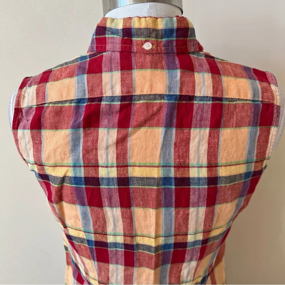 Ralph Lauren 90’s vintage plaid button down sleeveless shirt dress 17534 - Picture 6 of 7
